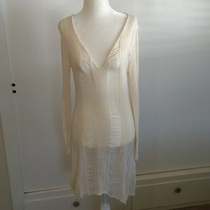 Prettylittlething Cream Crochet Ladder Dress NWT